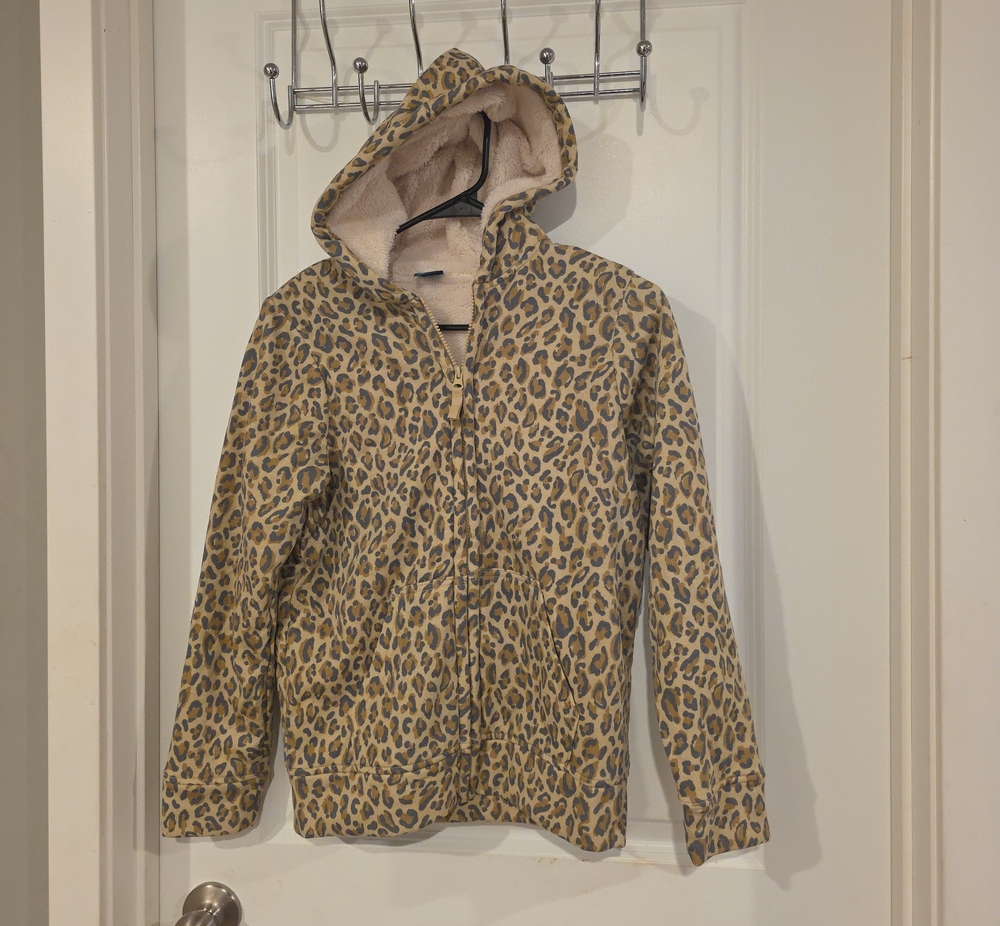 wonder nation Beige Leopard Hooded Puffer Jacket